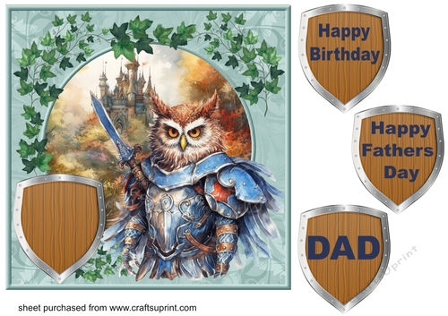 Owl guarding castle card front 4
