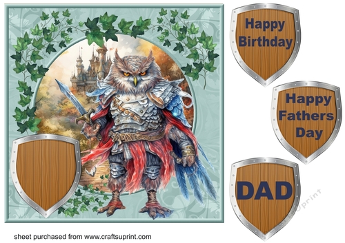 Owl guarding castle card front 5