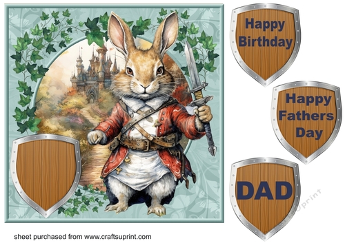 Rabbit guarding castle card front 1