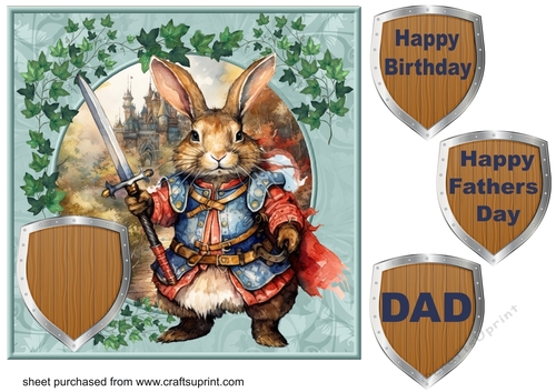 Rabbit guarding castle card front 2