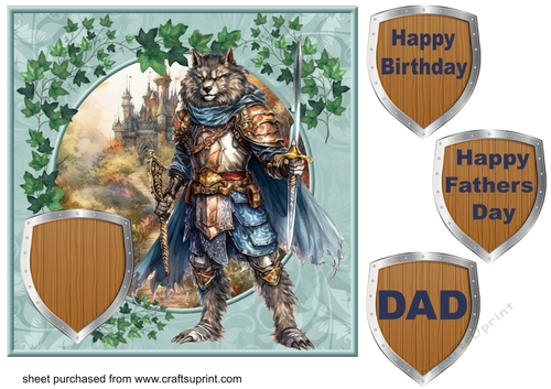 Wolf guarding castle card front 1