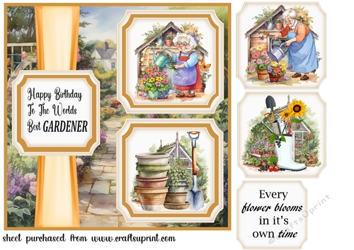 2 Panel orange Worlds best gardener card front 1
