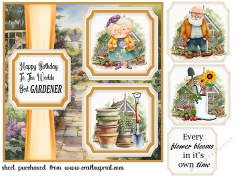 2 Panel orange Worlds best gardener card front 2