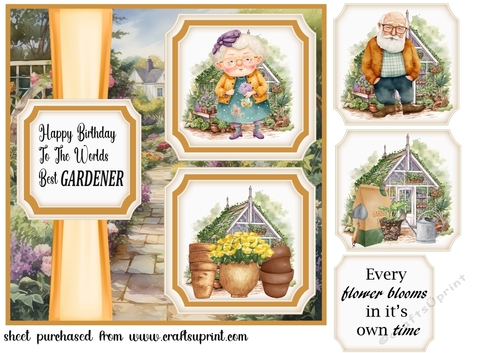 Orange 2 Panel Worlds best gardener card front(male/female)