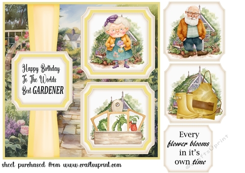 Yellow 2 Panel Worlds best gardener card front(male/female)
