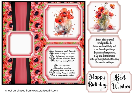 2 Panel Birthday poppy card front 1