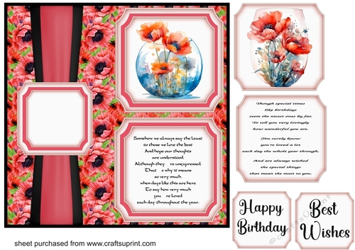 2 Panel Birthday poppy card front 2