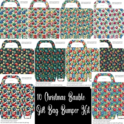 10 Christmas bauble gift bag bumper kit