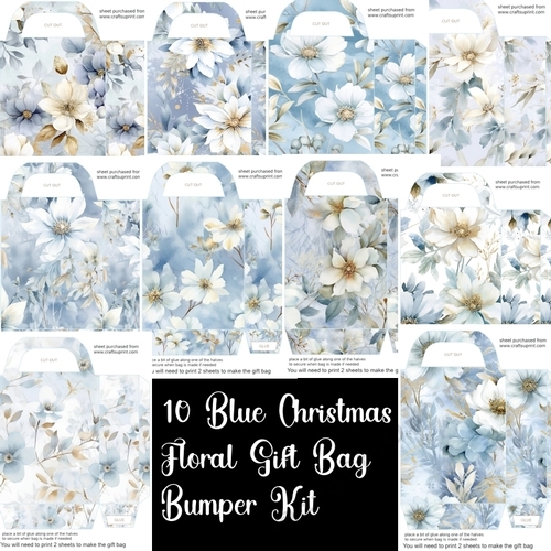 10 Blue winter garden gift bag bumper kit