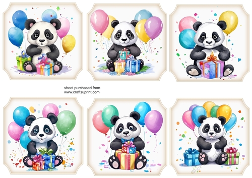 6 Birthday panda toppers