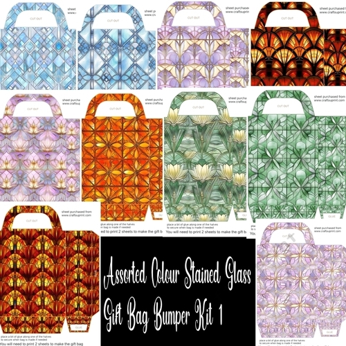 10 Assorted colour stained glass gift bag bumper kit 1