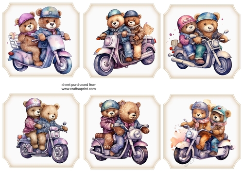 6 Bear couple on motorbike toppers