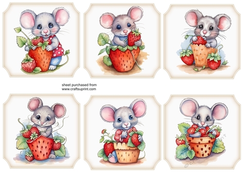 6 Strawberry mouse toppers