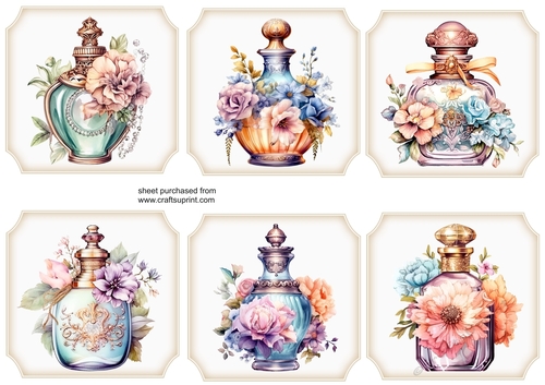 6 Floral perfume bottle toppers