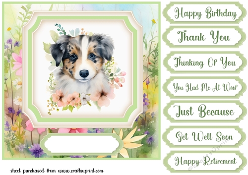 Floral pup card front 2