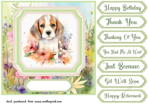 Floral pup card front 3