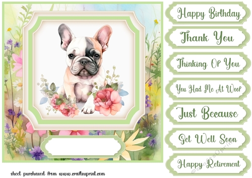 Floral pup card front 11