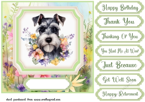 Floral pup card front 15