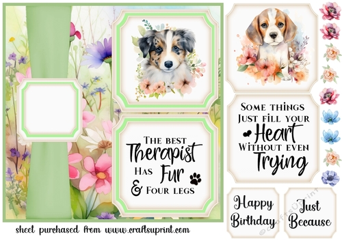 2 Panel floral pup card front 1