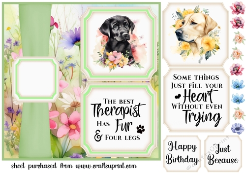 2 Panel floral pup card front 2