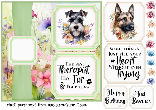 2 Panel floral pup card front 8