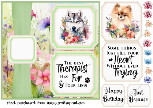 2 Panel floral pup card front 9