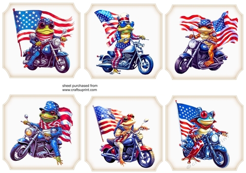 6 USA biker frog toppers