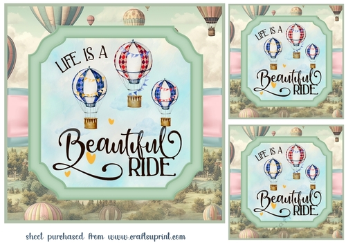 3 Hot air balloon sentiment card front/toppers 1