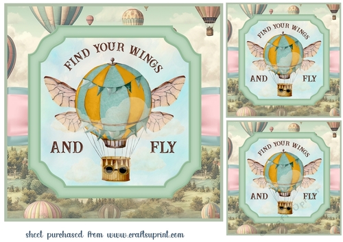 3 Hot air balloon sentiment card front/toppers 2