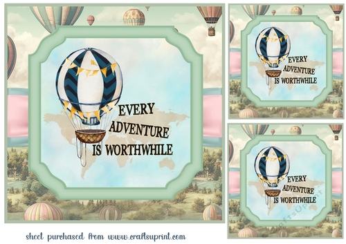 3 Hot air balloon sentiment card front/toppers 5