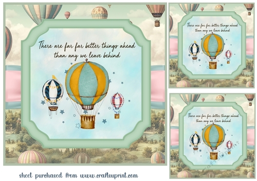 3 Hot air balloon sentiment card front/toppers 6
