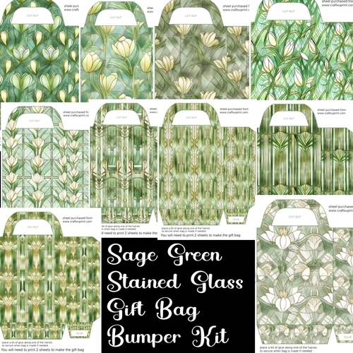 Sage green stained glass gift bag bumper kit