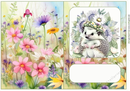 Floral animal cut and fold card(with space for sentiment) 1