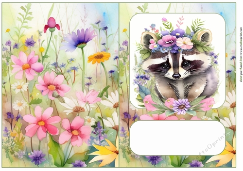 Floral animal cut and fold card(with space for sentiment) 2