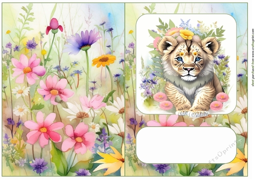 Floral animal cut and fold card(with space for sentiment) 4
