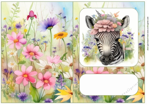 Floral animal cut and fold card(with space for sentiment) 5