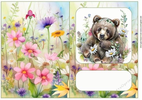 Floral animal cut and fold card(with space for sentiment) 6