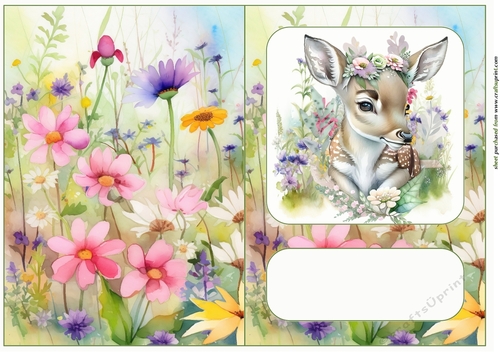 Floral animal cut and fold card(with space for sentiment) 7
