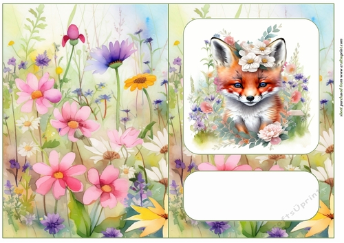 Floral animal cut and fold card(with space for sentiment) 9