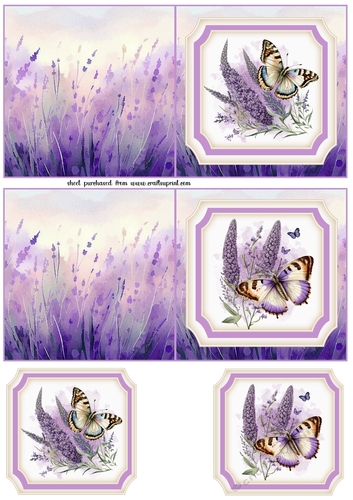 2 Square Lavender butterfly notelets 3
