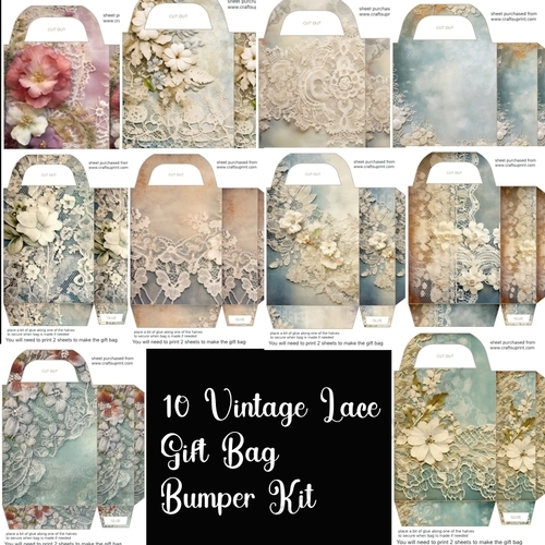 10 Vintage lace gift bag bumper kit