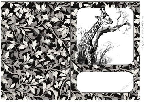 Black and white giraffe cut and fold card 1