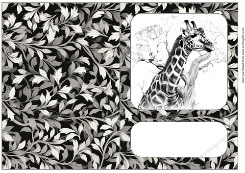 Black and white giraffe cut and fold card 2