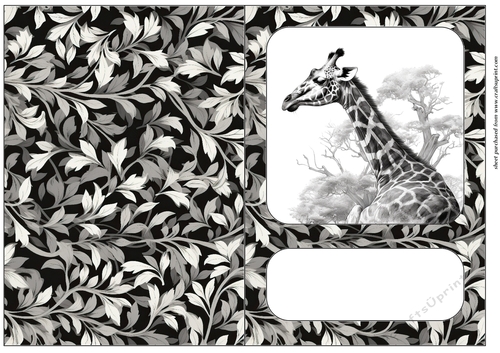 Black and white giraffe cut and fold card 3