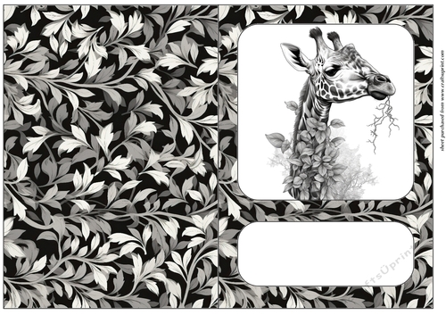 Black and white giraffe cut and fold card 4