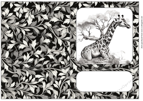 Black and white giraffe cut and fold card 5