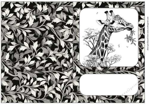 Black and white giraffe cut and fold card 6