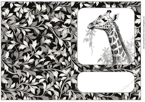 Black and white giraffe cut and fold card 7