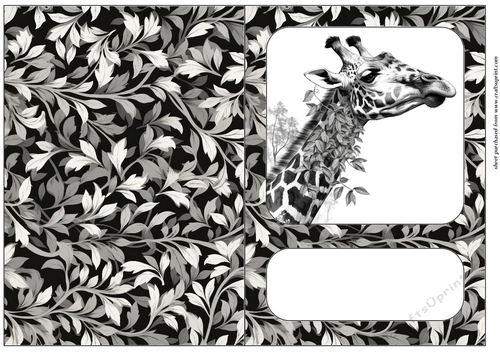 Black and white giraffe cut and fold card 8