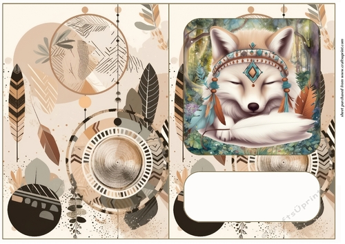 Boho fox cut and fold card 1
